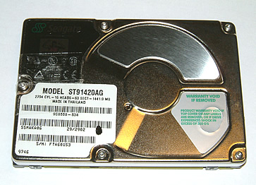 Oberseite der Seagate Festplatte