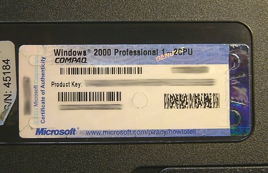 OEM Lizenzaufkleber für Windows 2000
